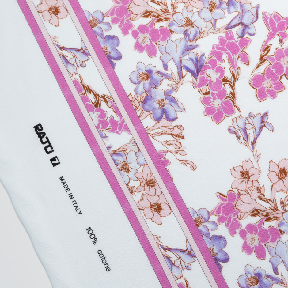 Candy Pink & Lilac Floral Printed Cotton Jersey