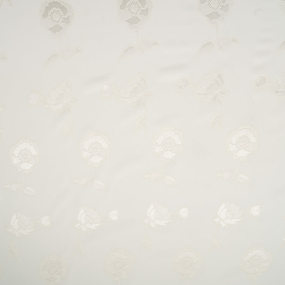 Ivory Floral Silk Georgette Fil Coupé