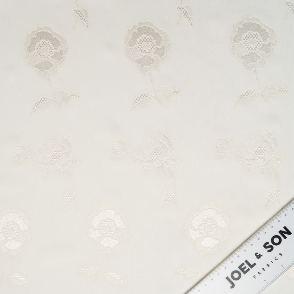 Ivory Floral Silk Georgette Fil Coupé