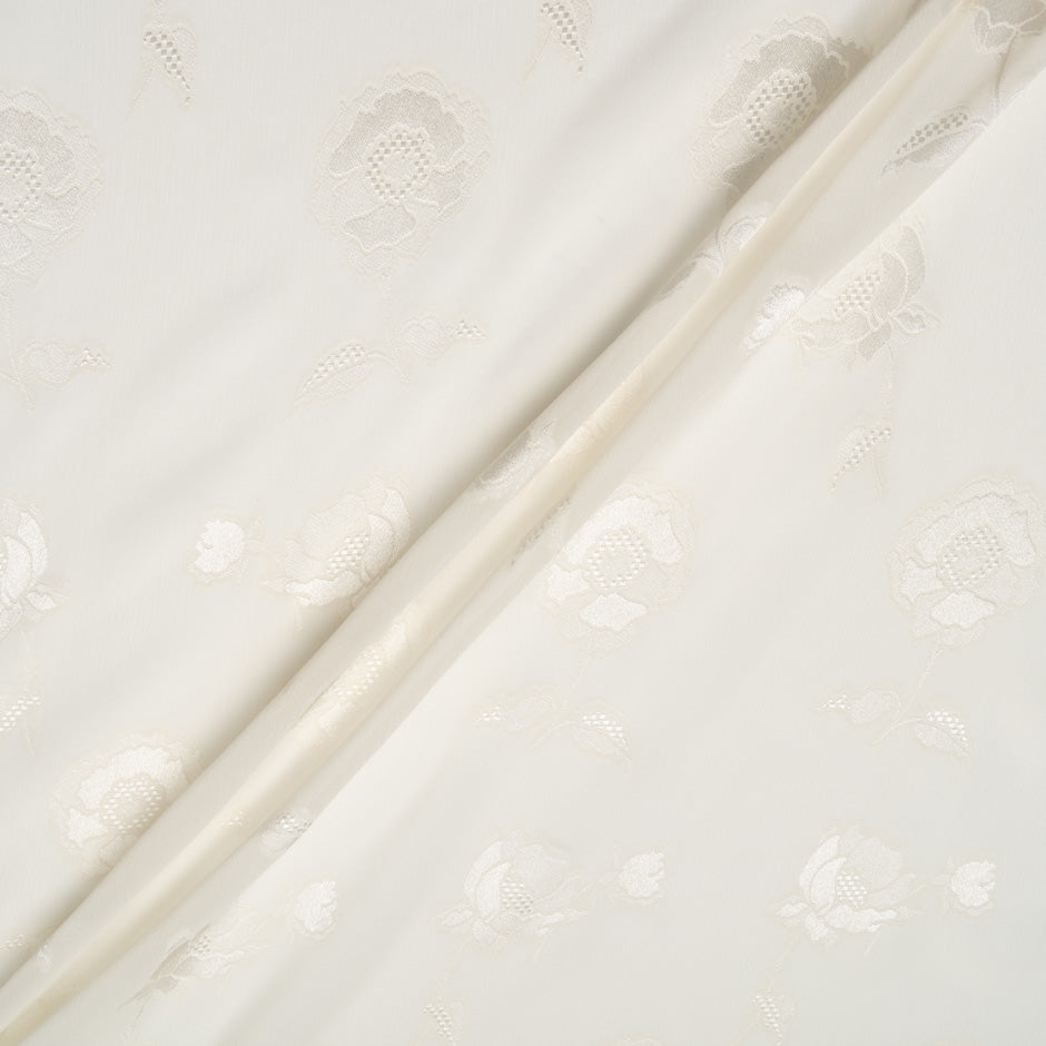 Ivory Floral Silk Georgette Fil Coupé