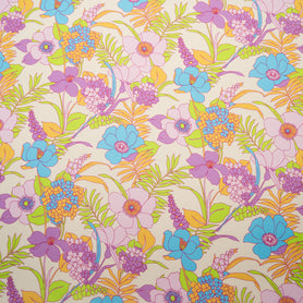 Pink & Lavender Floral Printed Silk Blend Twill