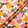 Orange & Pink Floral Printed Silk Blend Ivory Twill
