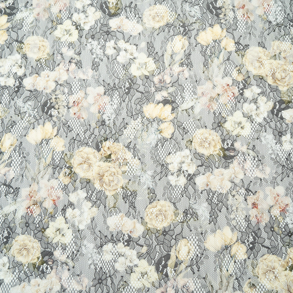 Rose Floral Printed Chantilly Lace