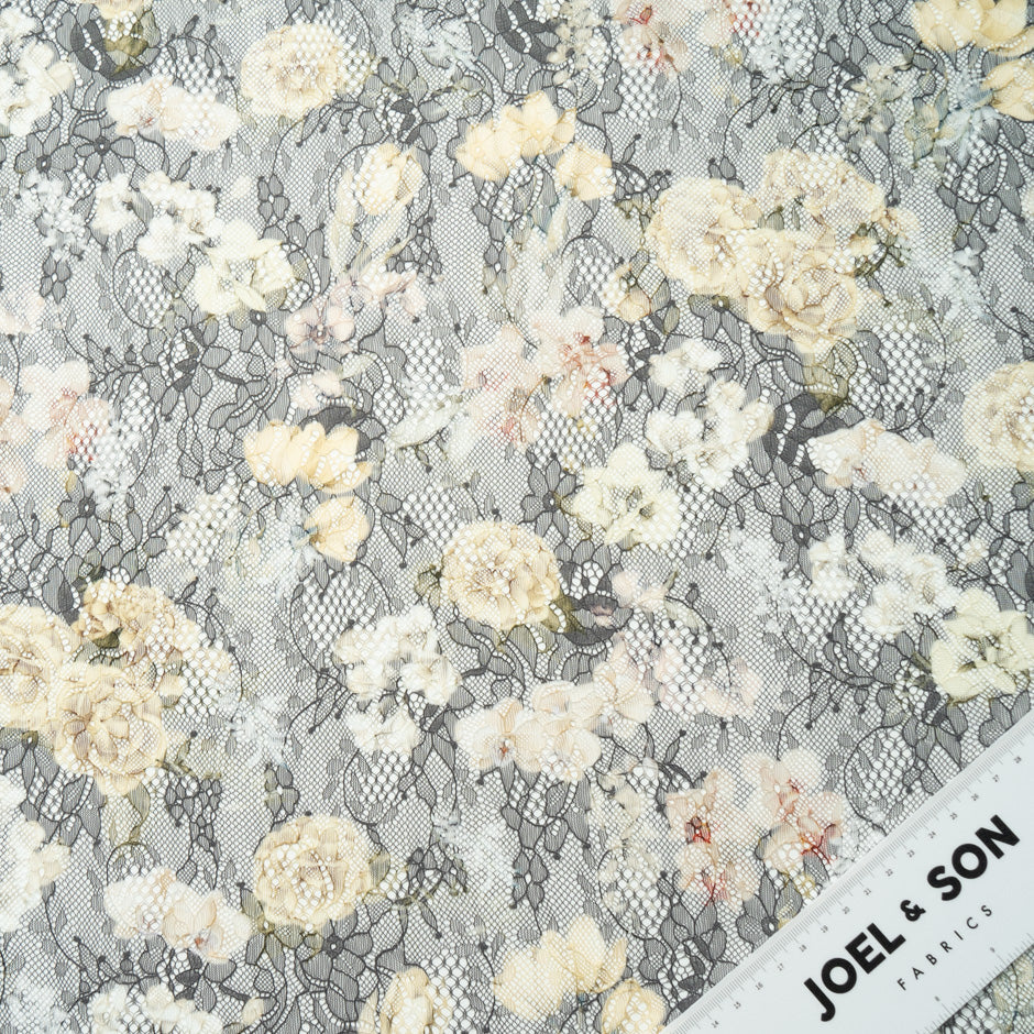 Rose Floral Printed Chantilly Lace