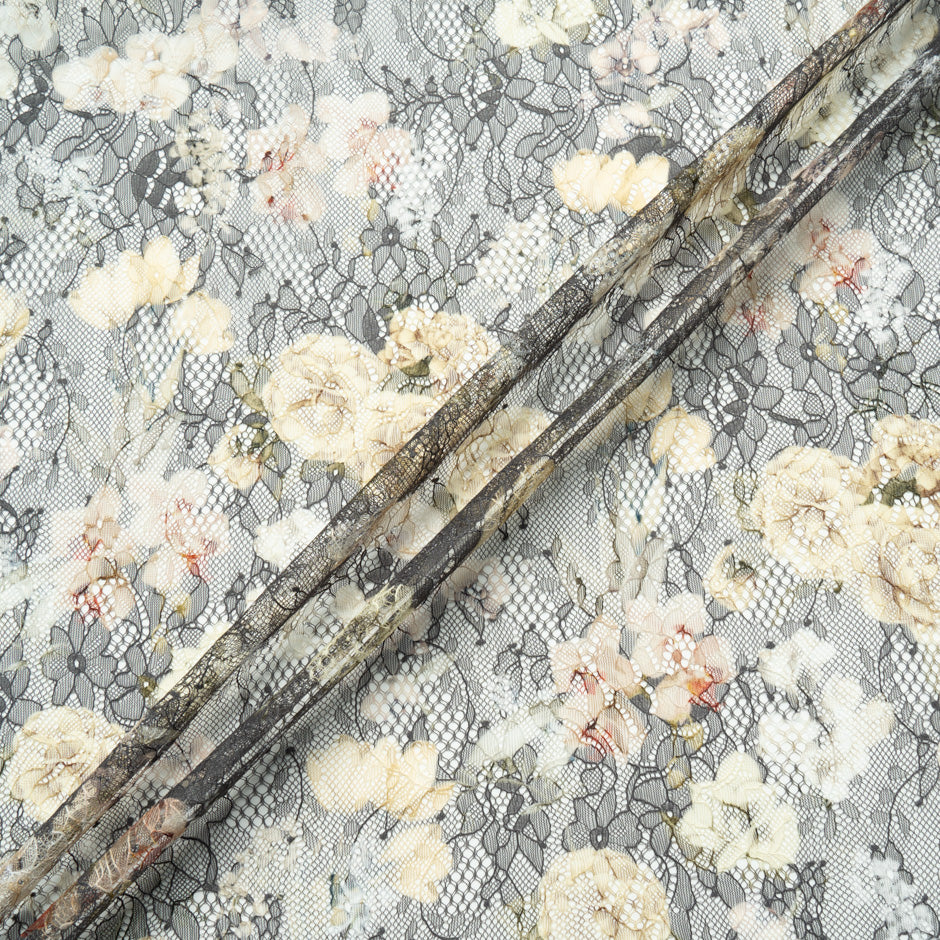 Rose Floral Printed Chantilly Lace