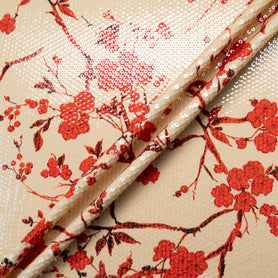 Red Floral Sequinned Printed Jersey