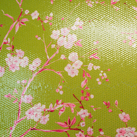 Pink Floral Printed green Sequinned Jersey