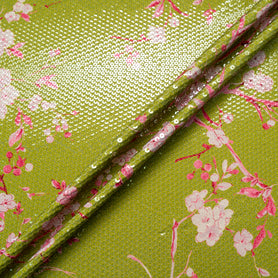 Pink Floral Printed green Sequinned Jersey