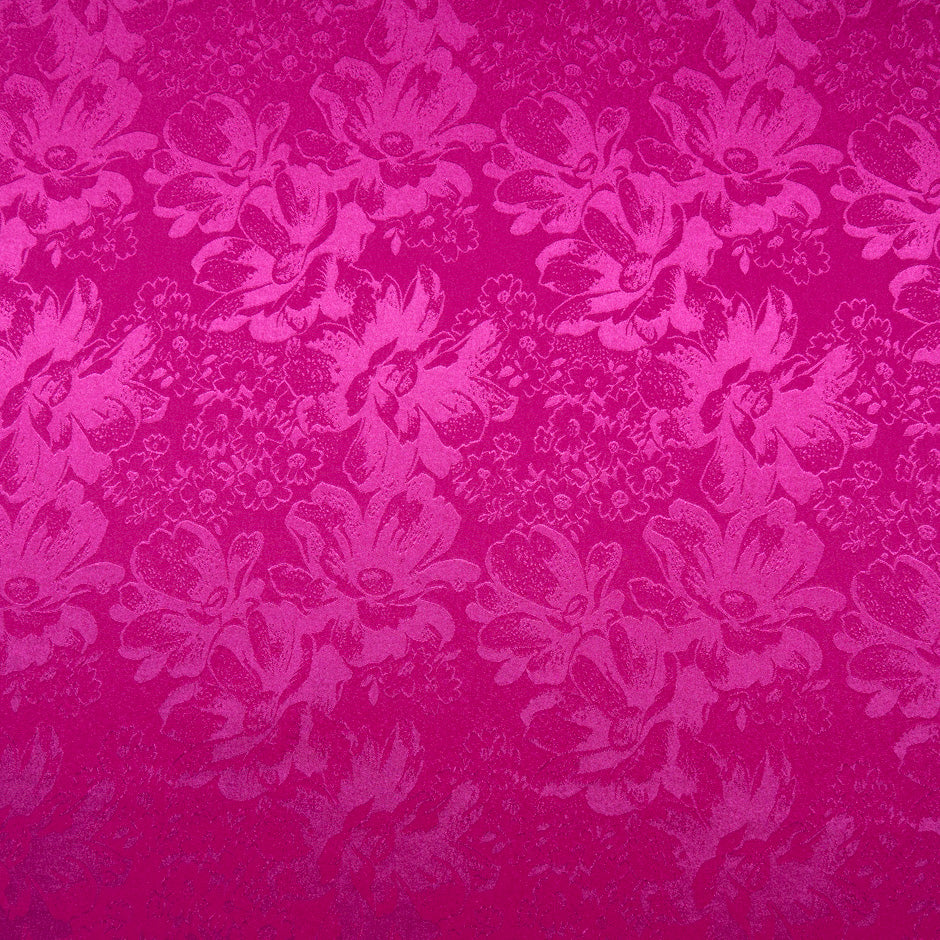 Magenta Floral Jacquard Stretch Microfibre