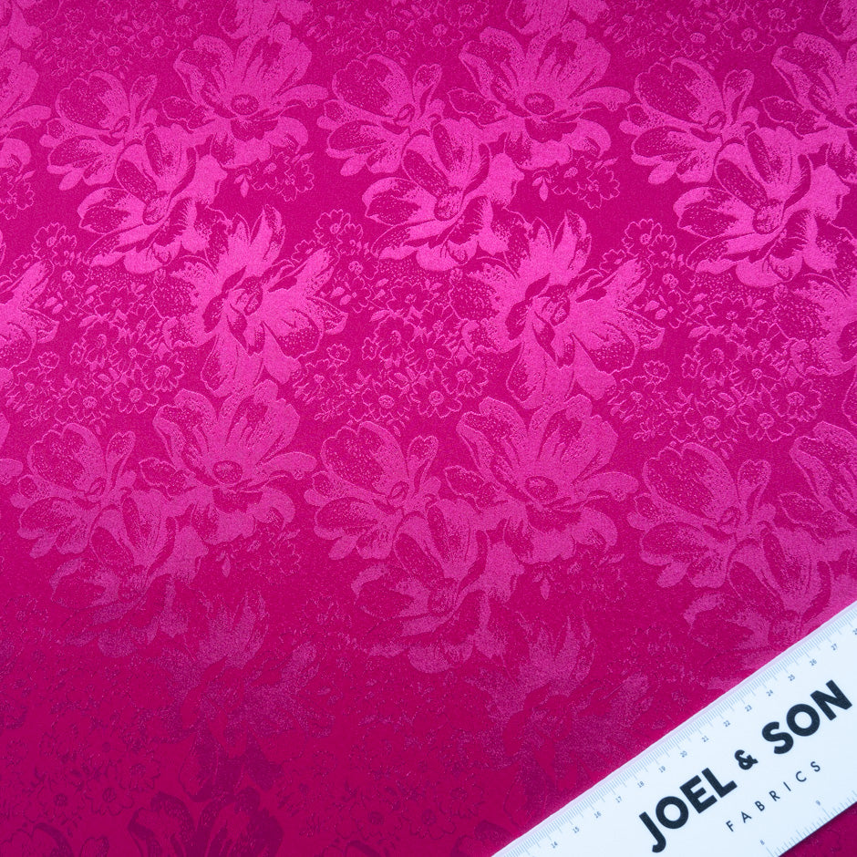 Magenta Floral Jacquard Stretch Microfibre