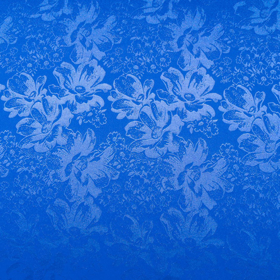 Royal Blue  Floral Jacquard Stretch Microfibre