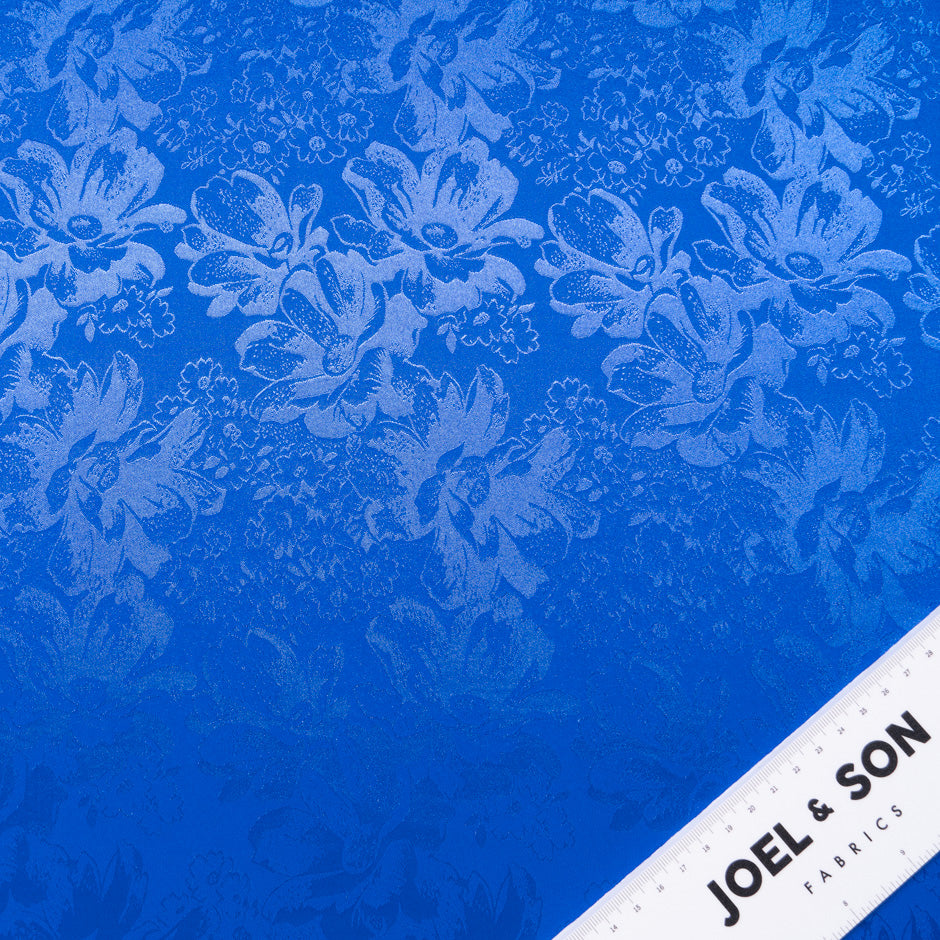 Royal Blue  Floral Jacquard Stretch Microfibre