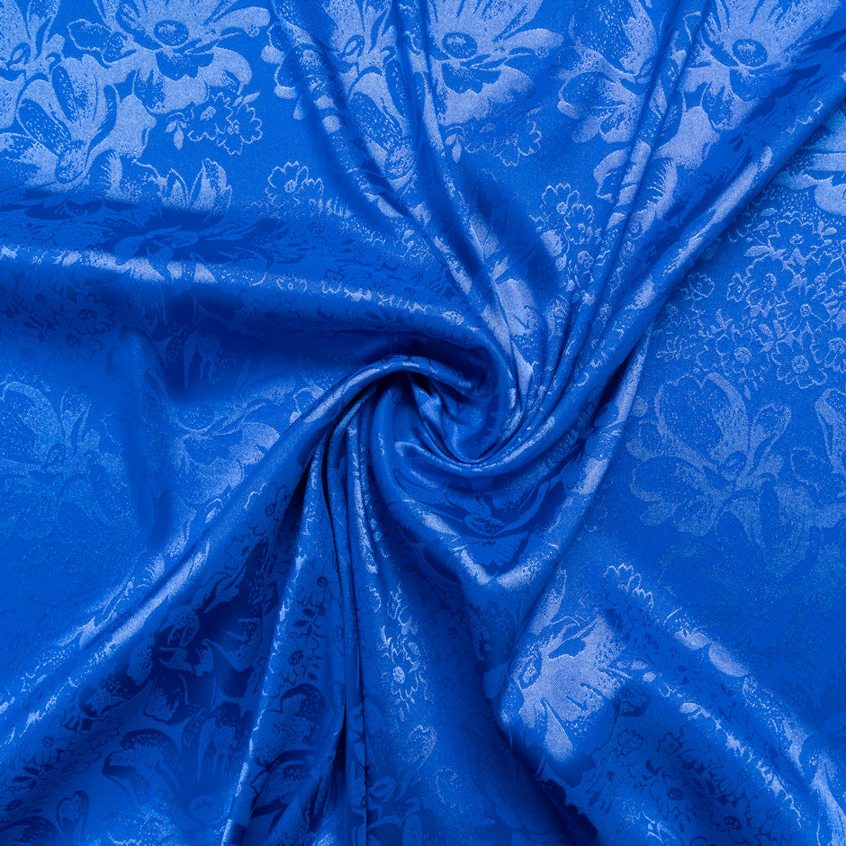 Royal Blue  Floral Jacquard Stretch Microfibre