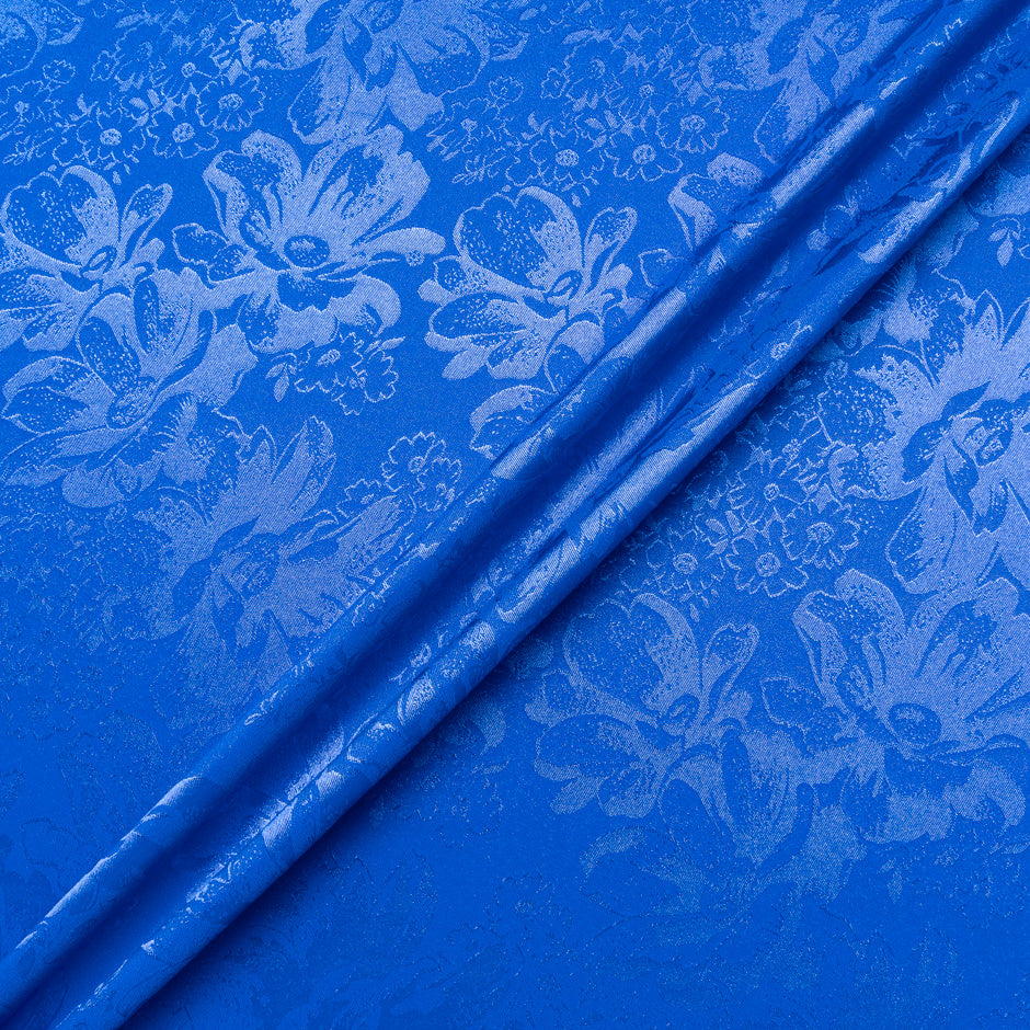 Royal Blue  Floral Jacquard Stretch Microfibre