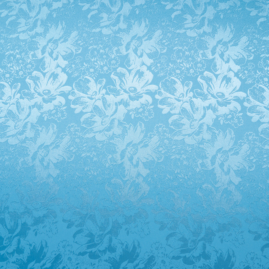 Sky Blue Floral Jacquard Stretch Microfibre