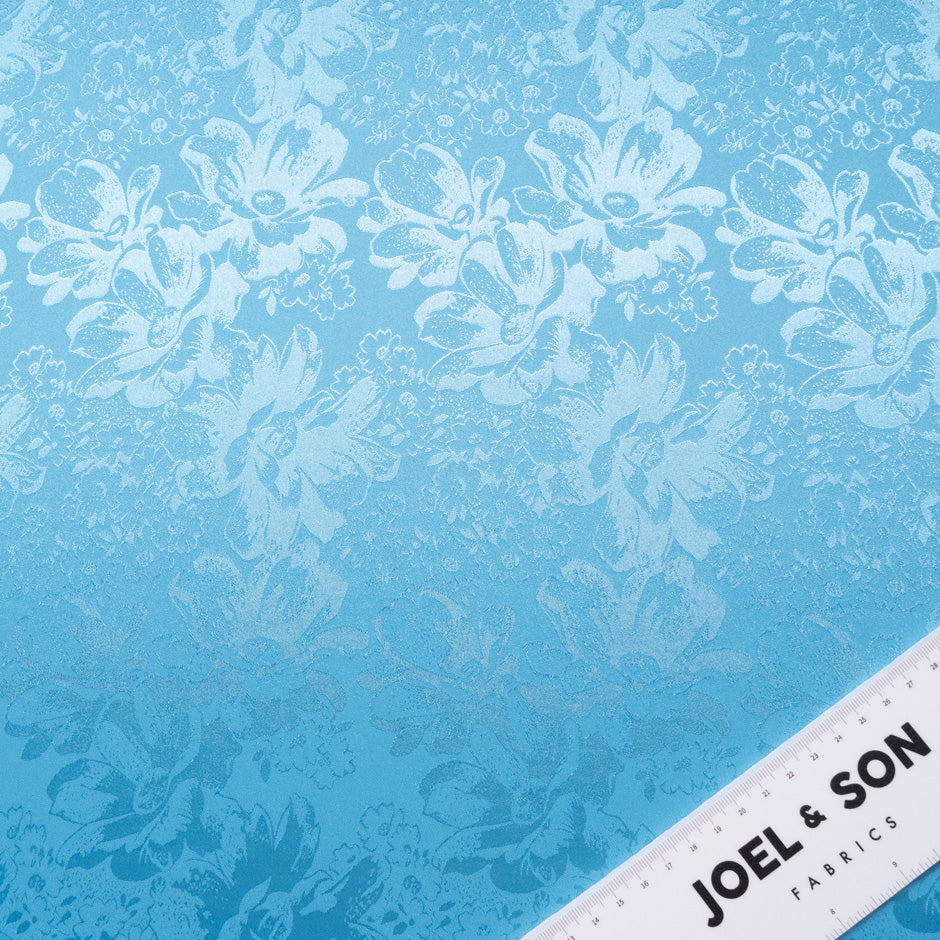 Sky Blue Floral Jacquard Stretch Microfibre
