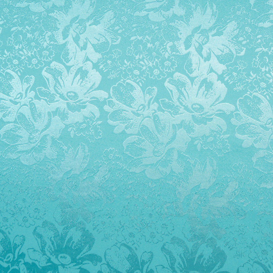 Turquoise Floral Jacquard Stretch Microfibre