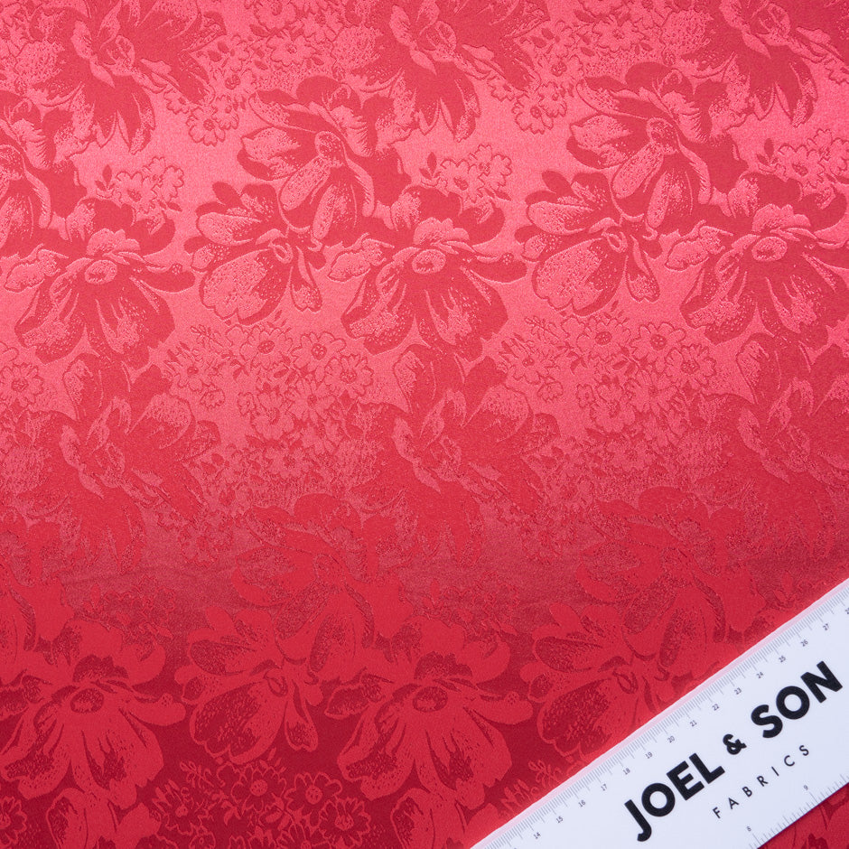 Berry Red Floral Jacquard Stretch Microfibre