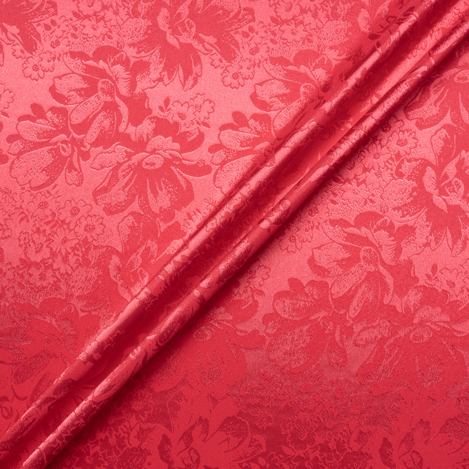 Berry Red Floral Jacquard Stretch Microfibre