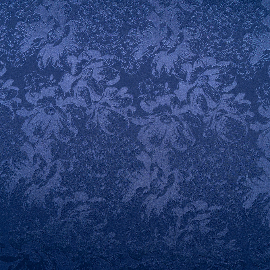 Navy Blue Floral Jacquard Stretch Microfibre