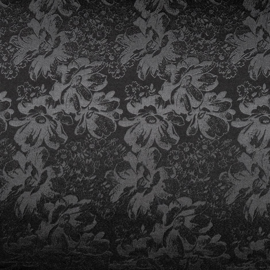 Black Floral Jacquard Stretch Microfibre