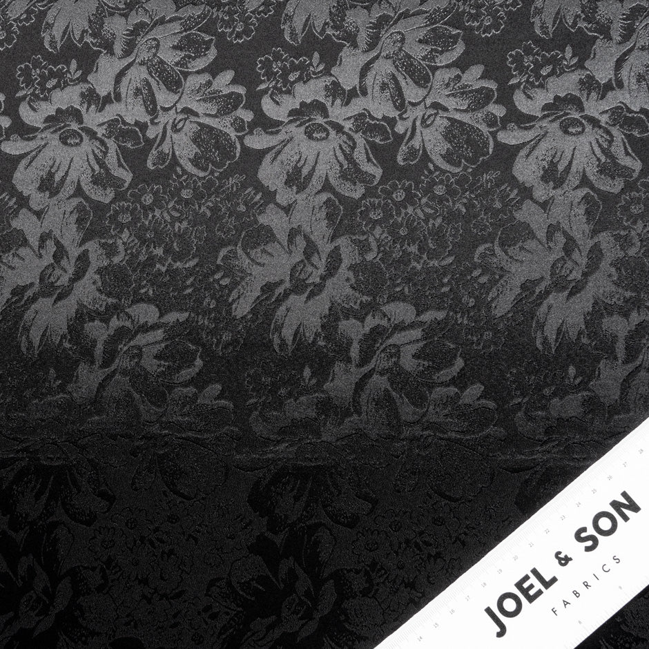 Black Floral Jacquard Stretch Microfibre