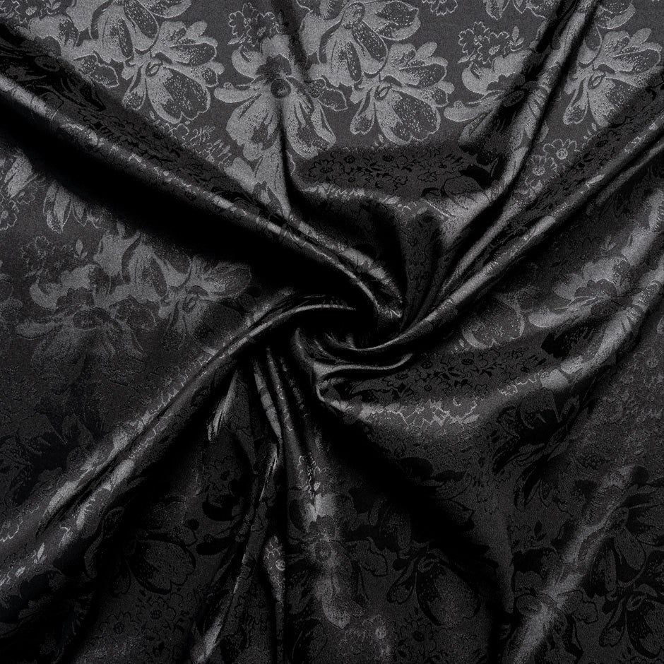 Black Floral Jacquard Stretch Microfibre