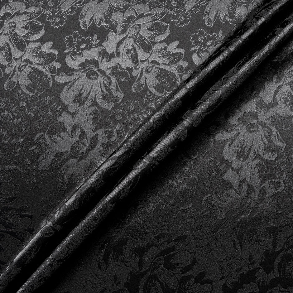 Black Floral Jacquard Stretch Microfibre