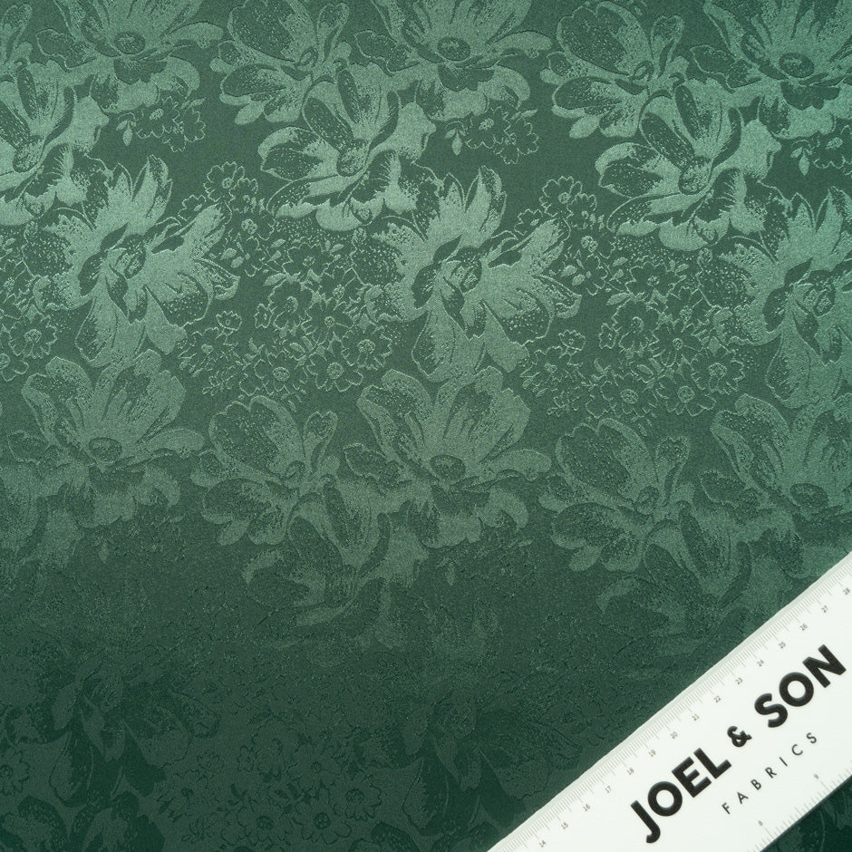 Green Floral Jacquard Stretch Microfibre