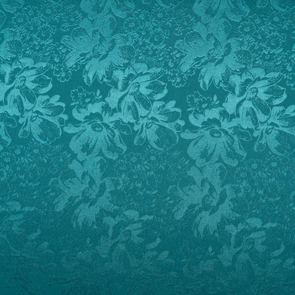 Deep Teal Floral Jacquard Stretch Microfibre