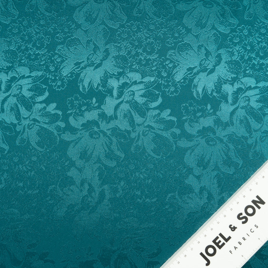 Deep Teal Floral Jacquard Stretch Microfibre