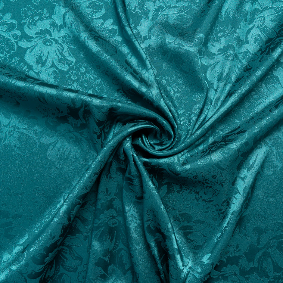 Deep Teal Floral Jacquard Stretch Microfibre