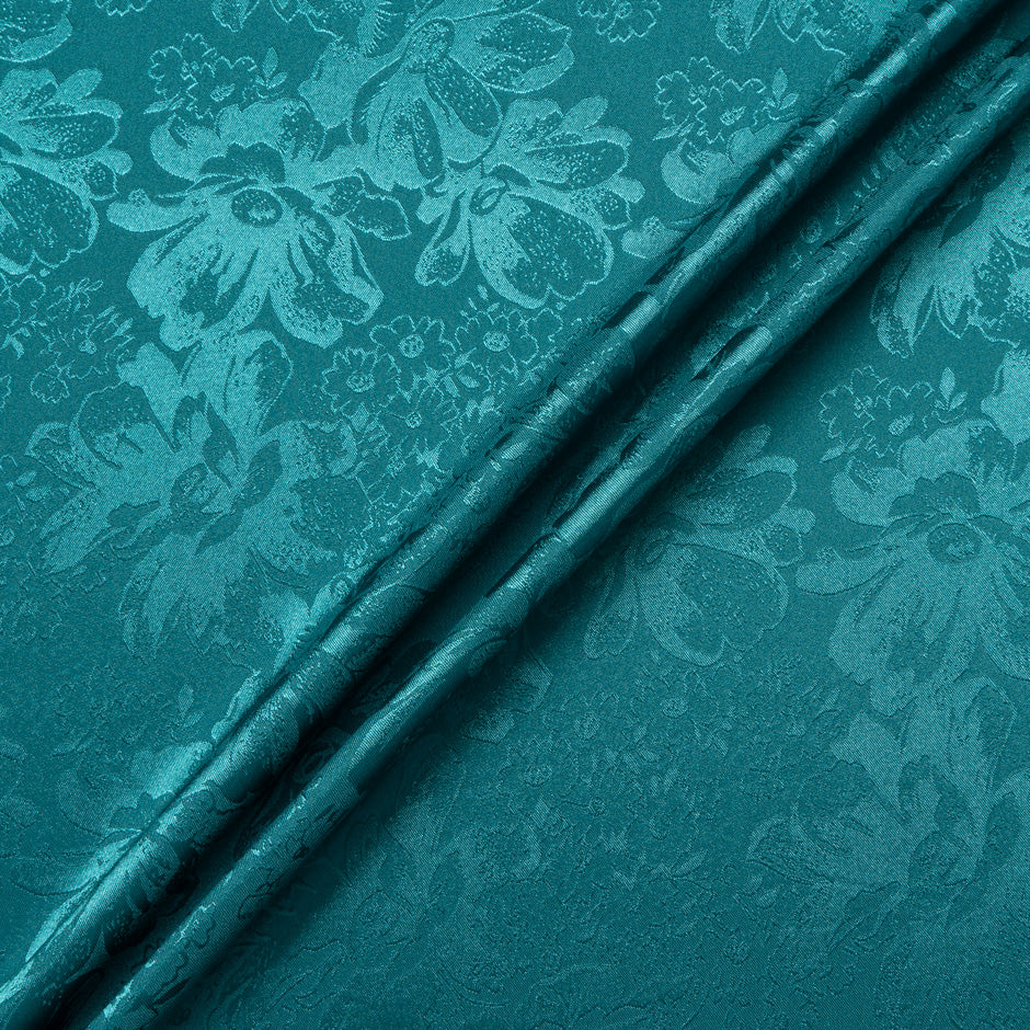 Deep Teal Floral Jacquard Stretch Microfibre