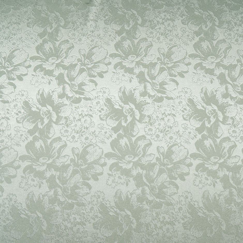 Pale Green Floral Jacquard Stretch Microfibre