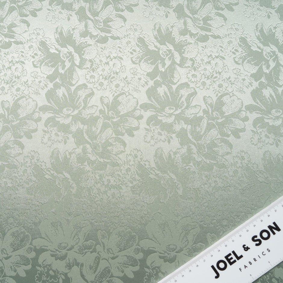 Pale Green Floral Jacquard Stretch Microfibre