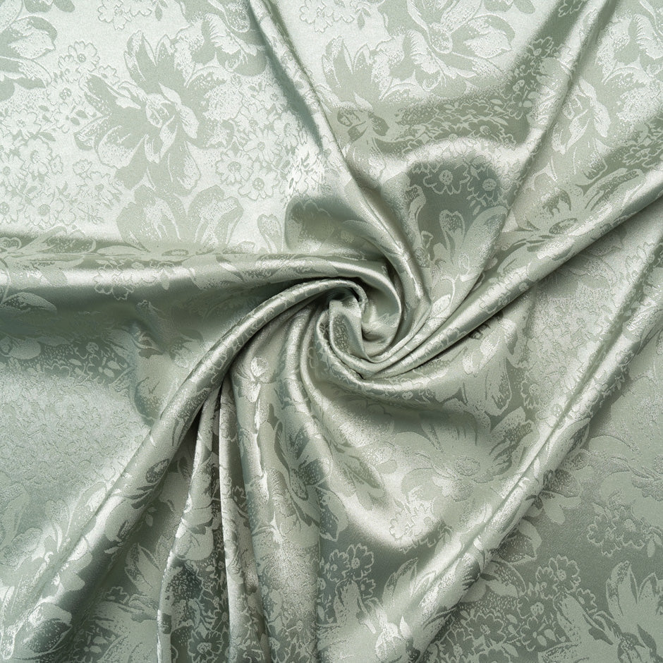 Pale Green Floral Jacquard Stretch Microfibre