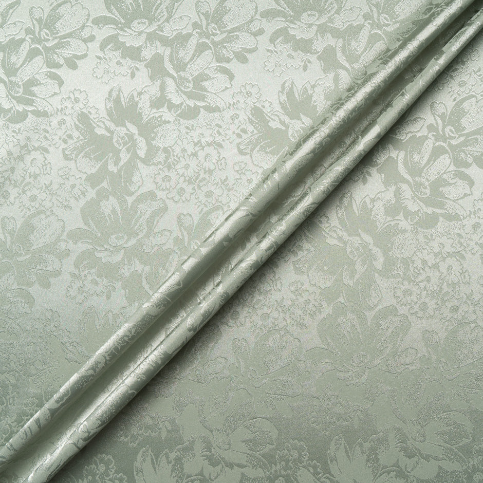 Pale Green Floral Jacquard Stretch Microfibre
