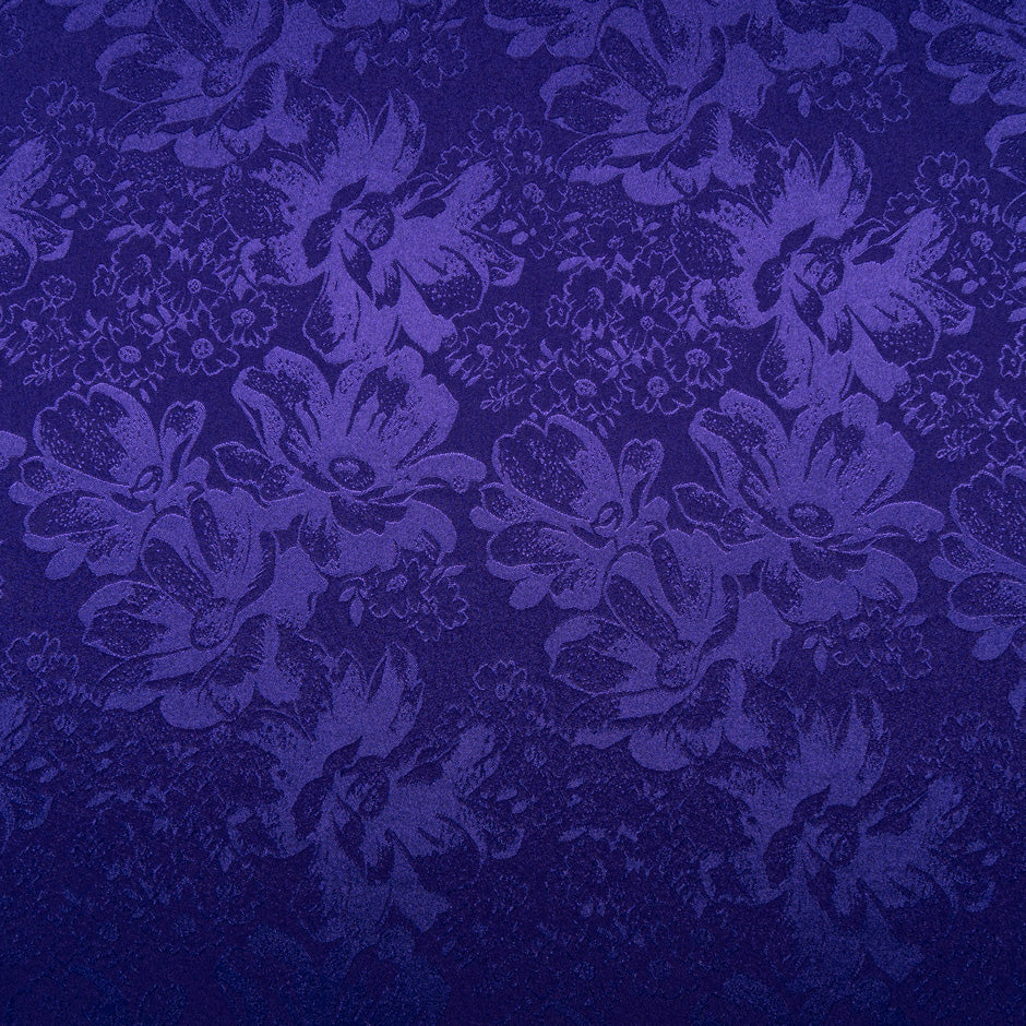 Deep Purple Floral Jacquard Stretch Microfibre