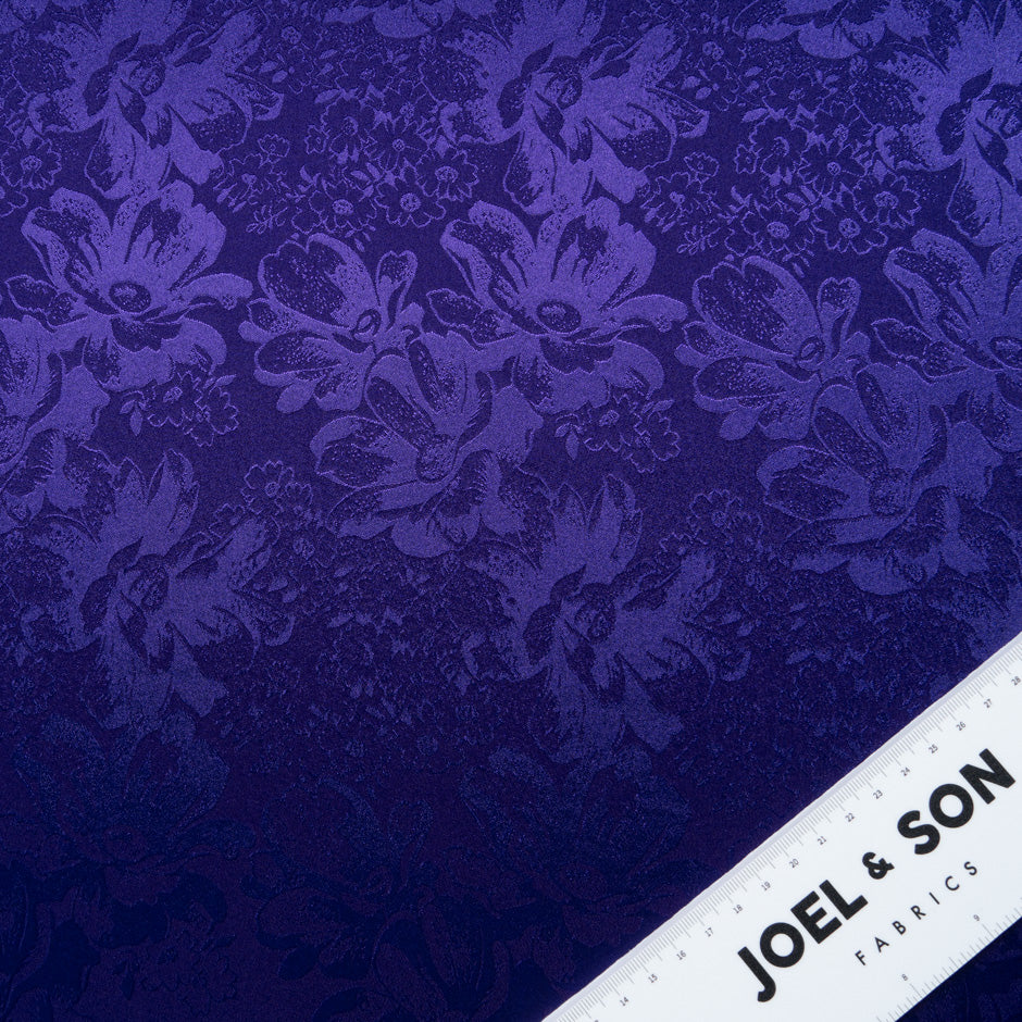 Deep Purple Floral Jacquard Stretch Microfibre