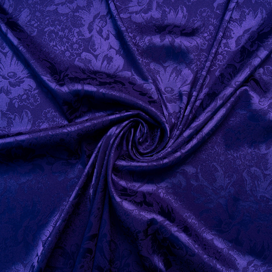 Deep Purple Floral Jacquard Stretch Microfibre