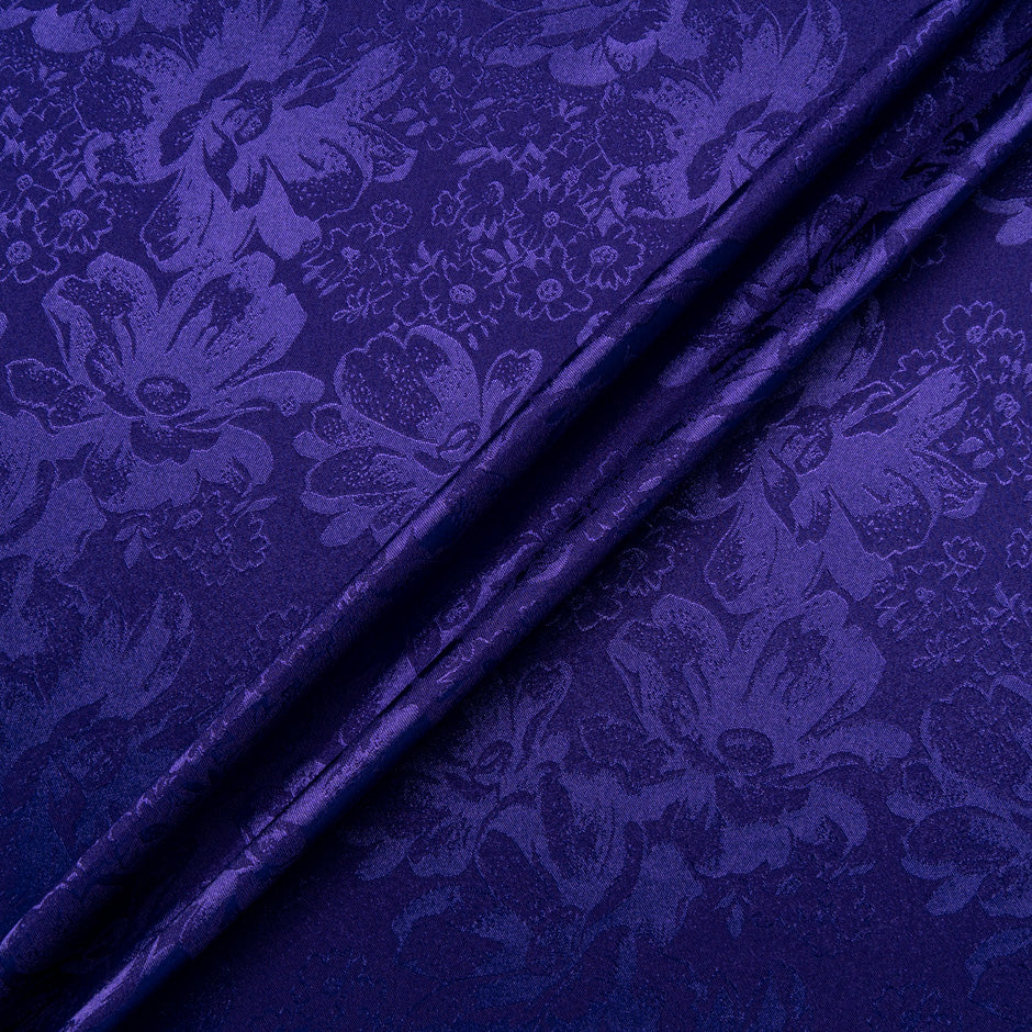 Deep Purple Floral Jacquard Stretch Microfibre