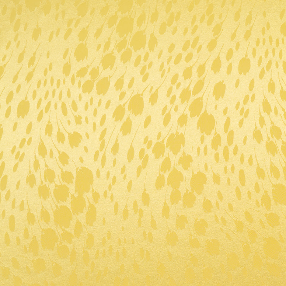 Lemon Yellow Floral Jacquard Pure Silk