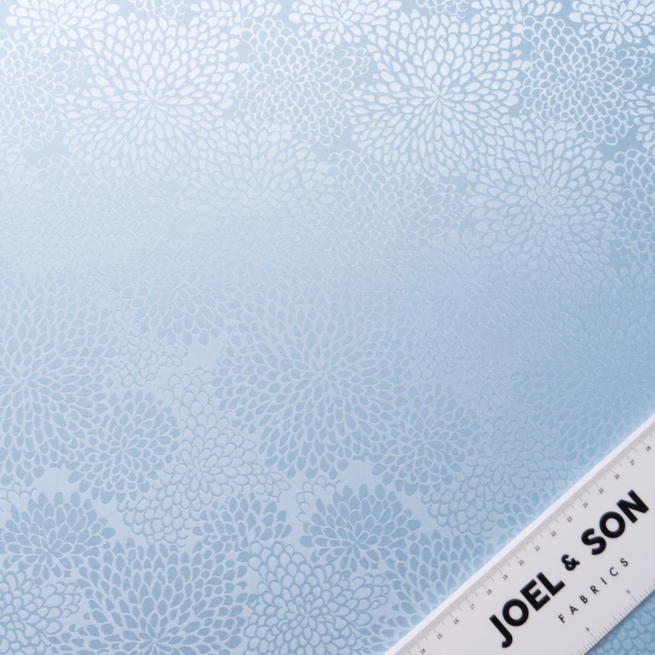Baby Blue Petal Jacquard Pure Silk