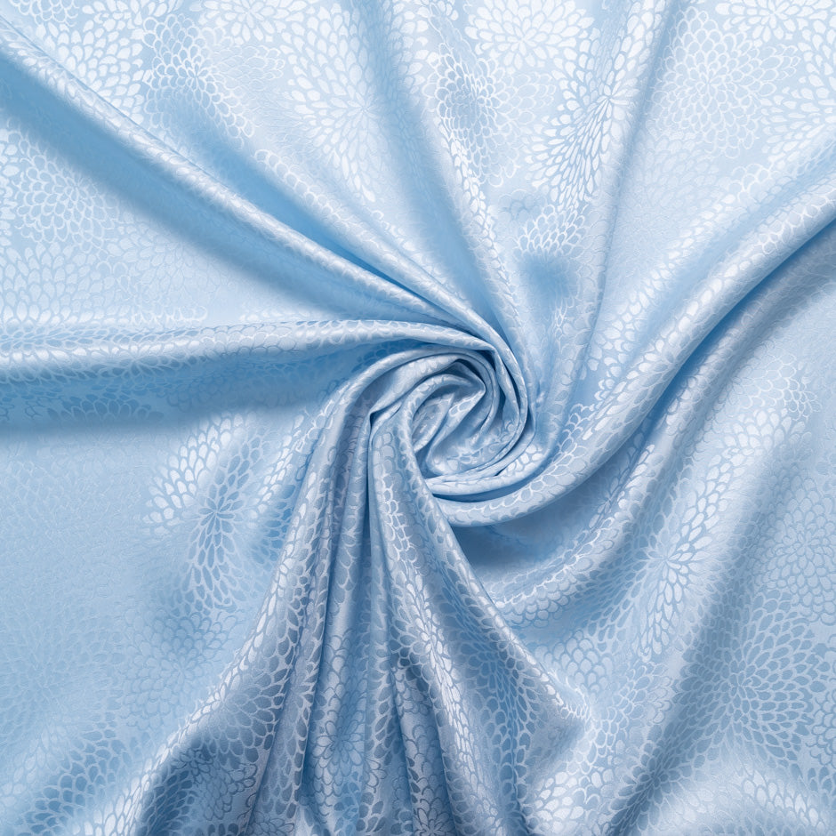 Baby Blue Petal Jacquard Pure Silk