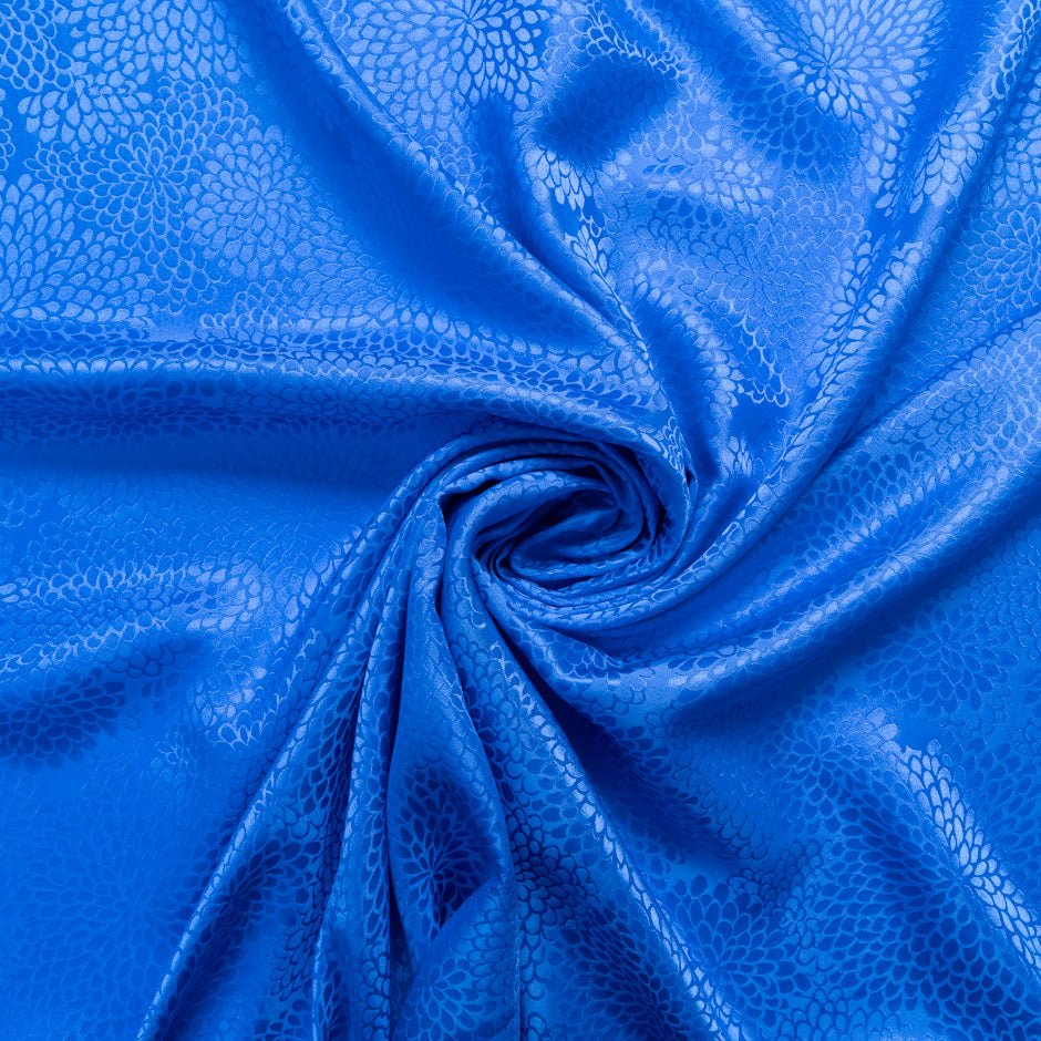 Royal Blue Petal Jacquard Pure Silk (A 75cm Piece)