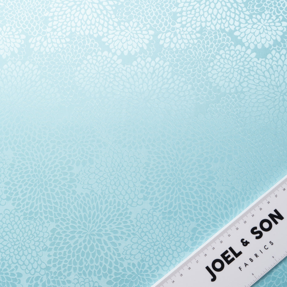 Ice Blue Petal Jacquard Pure Silk