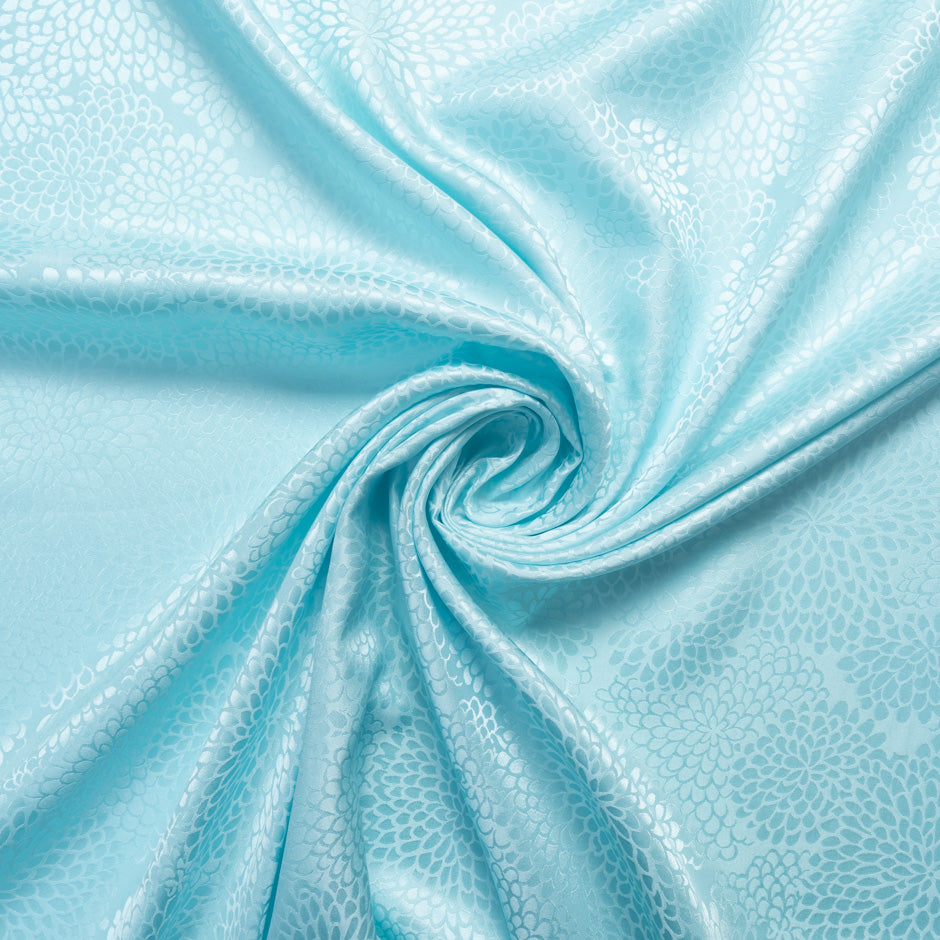 Ice Blue Petal Jacquard Pure Silk