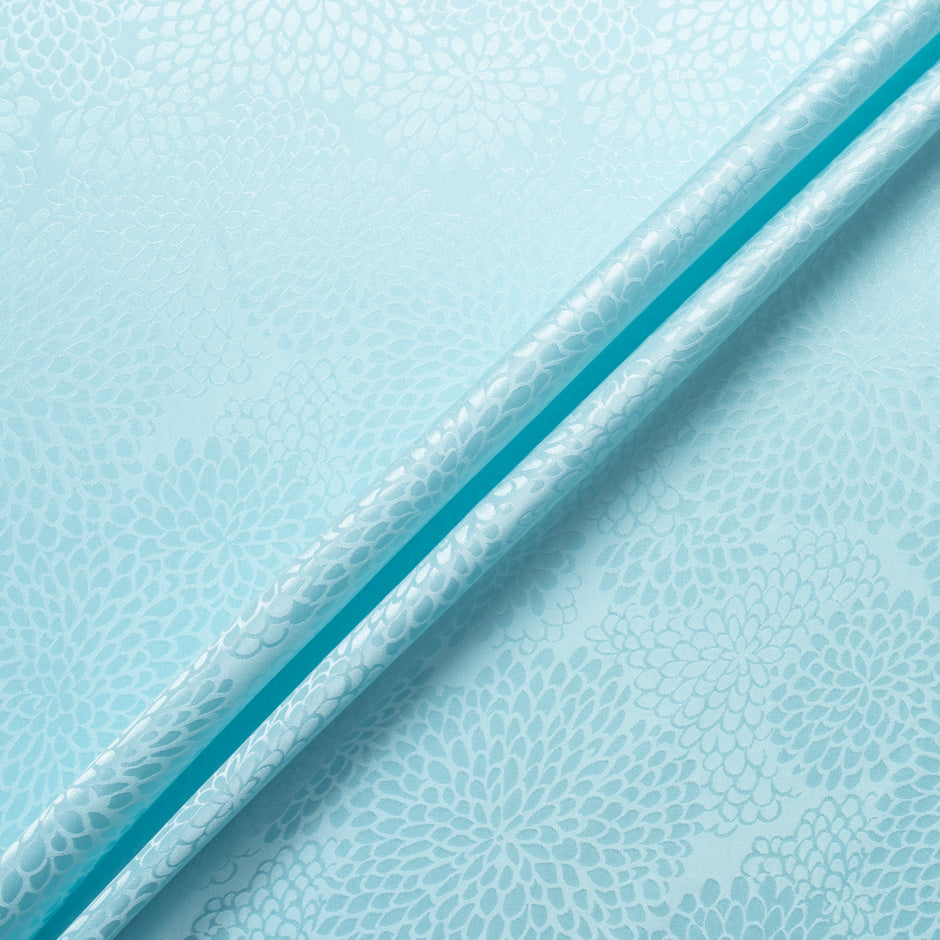 Ice Blue Petal Jacquard Pure Silk