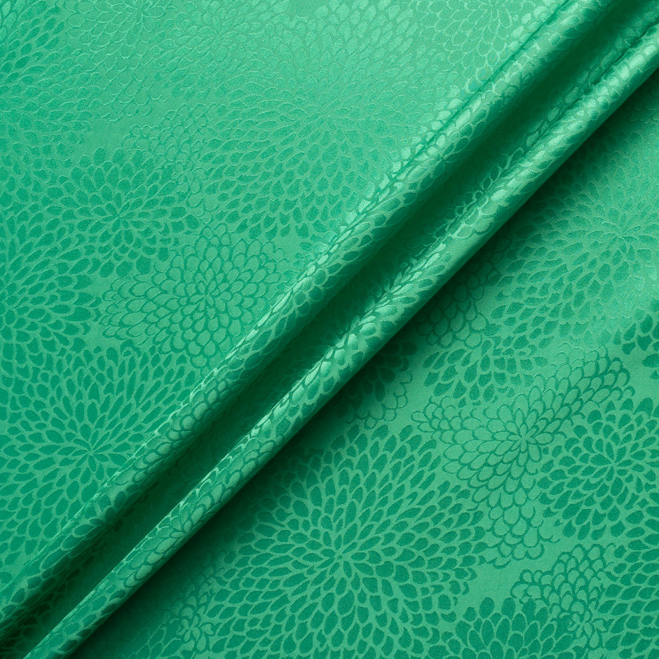 Emerald Green Petal Jacquard Pure Silk