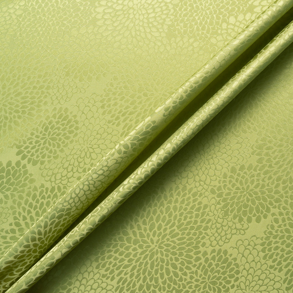 Olive Green Petal Jacquard Pure Silk